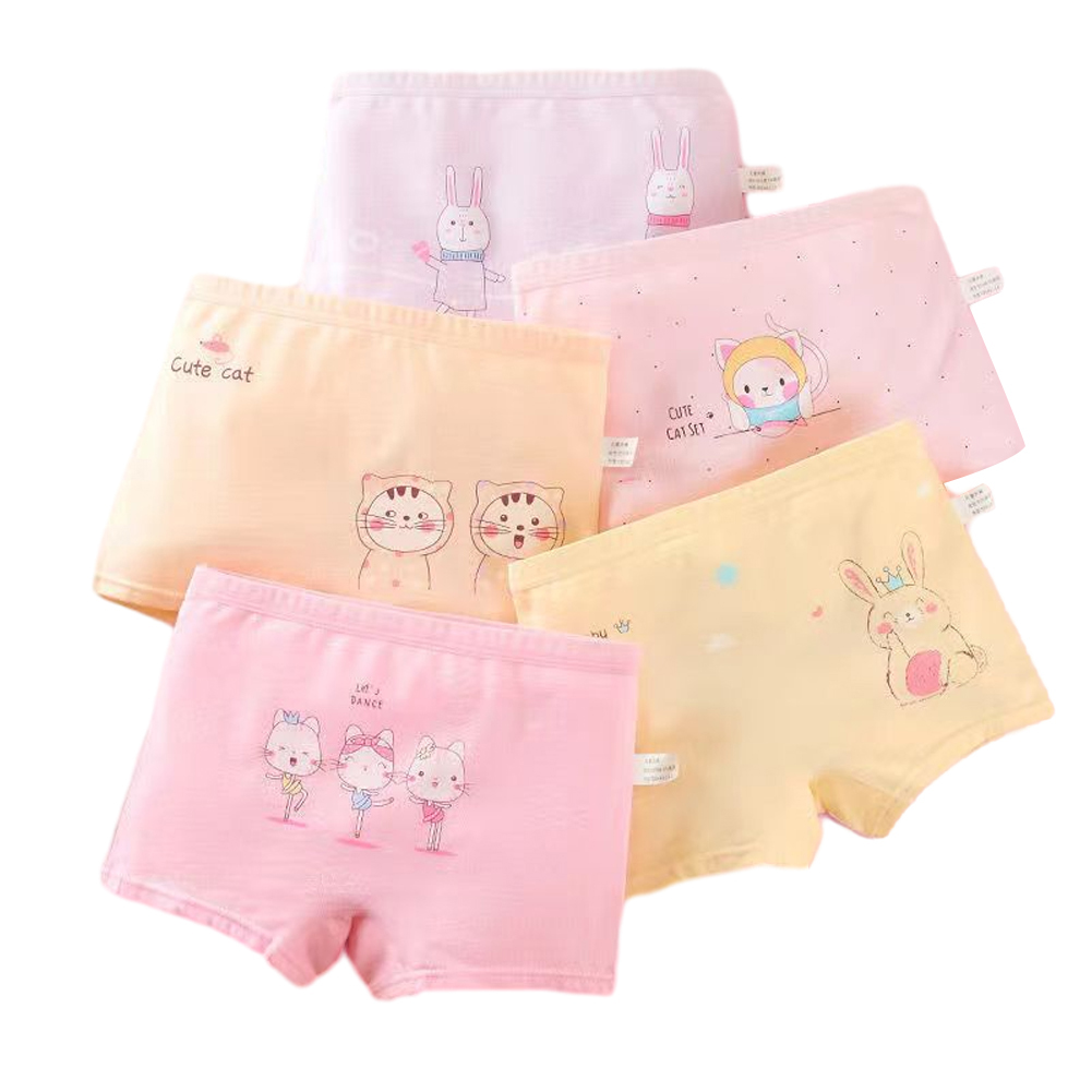 Esaierr 5PCS Big Kids Toddler Girls Printed Cartoon Underwear Briefs,Big Baby Girls Comfortable Skin-Friendly Soft Shorts,2-13 Years Old Shorts